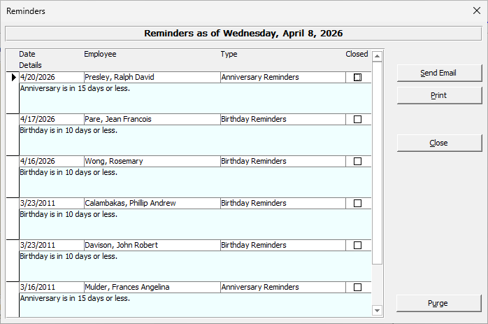 Reminders